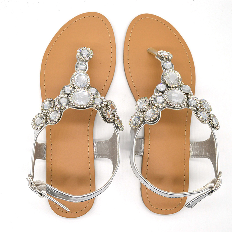 2019 New Bohemian Fashion Ladies Design Sandals Flat Women Diamond ...