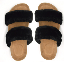 Fake Fur Upper Ladies Eva Cork Sole Sandals